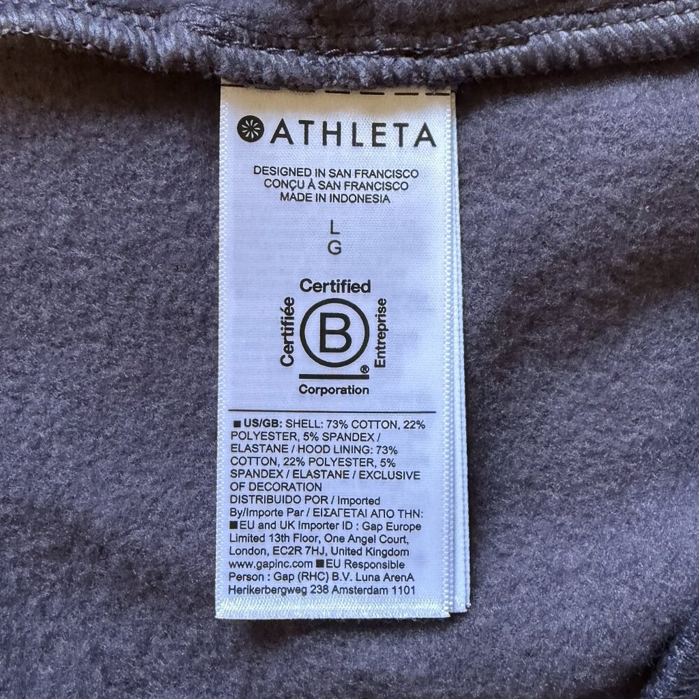 ATHLETA Forever Fleece 1/2 Zip Hoodie Size L NEW NWT Sweatshirt Twilight Purple - Picture 13 of 15